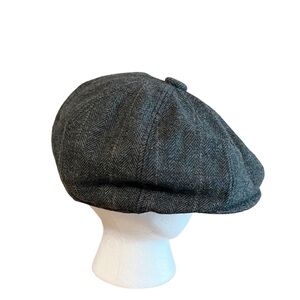 KB ETHOS Gray Chevron Print Wool Blend Newsboy Cap Hat sz Small/Medium
